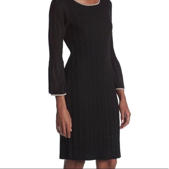 Calvin Klein Cable Knit Bell Sleeve Sweater Dress - Picture 4 of 7